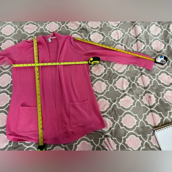 Isaac Mizrahi Size L Pink Women's Open Front Drape Long Sleeve Cardigan Sweater - Picture 5 of 5